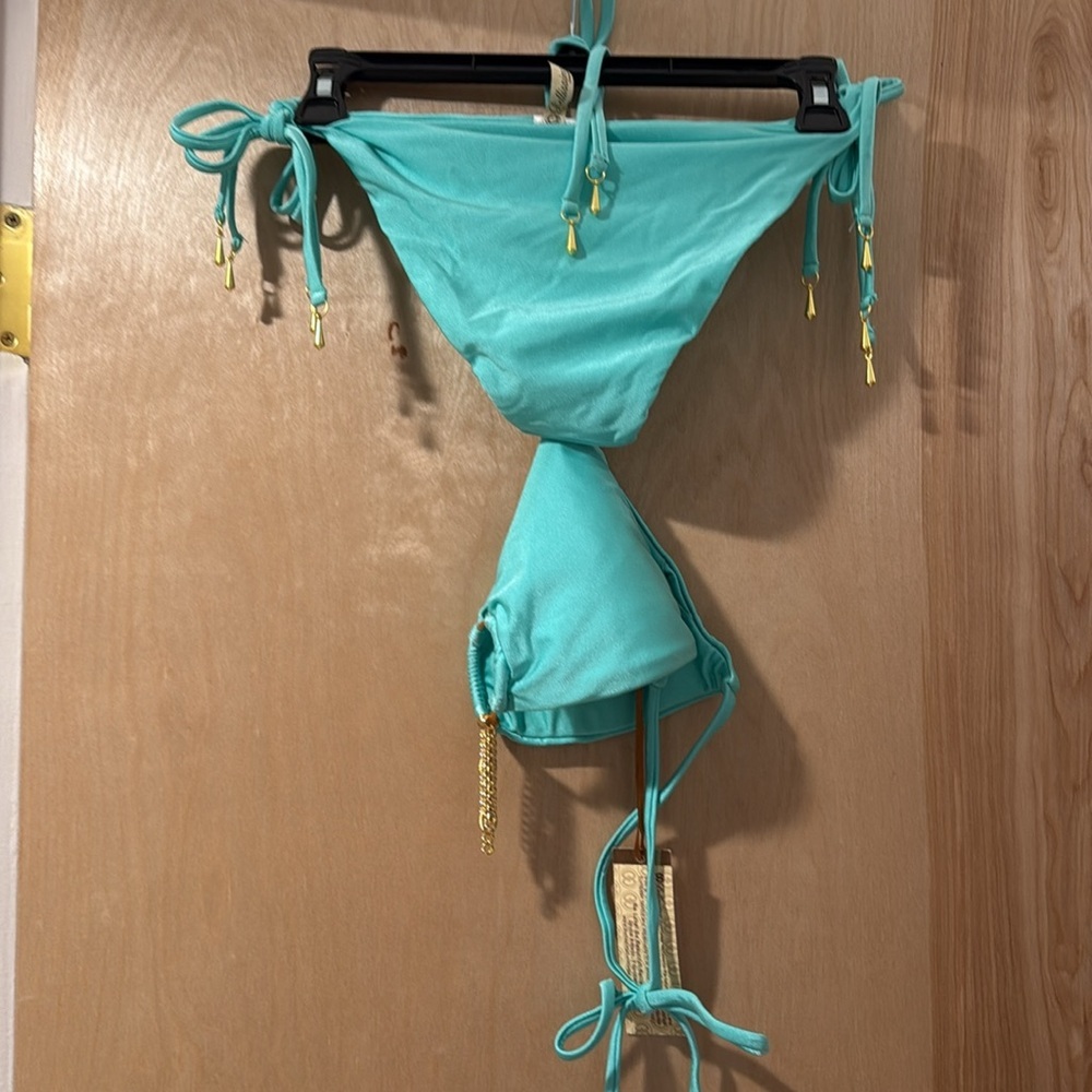 Bellissima Swimwear Turquoise Bikini Set with Gold Accents. - Picture 10 of 13